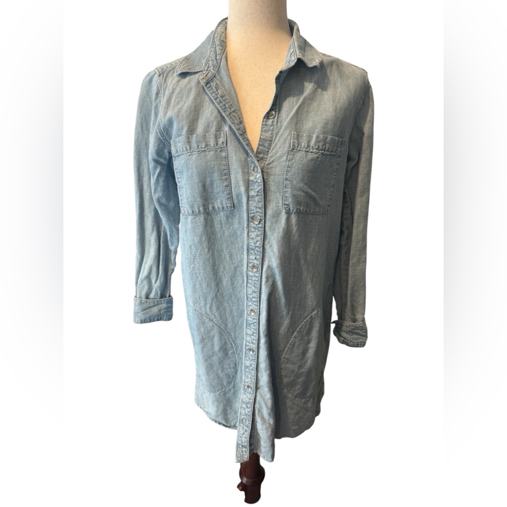 Light Blue Denim Shirt Dress M